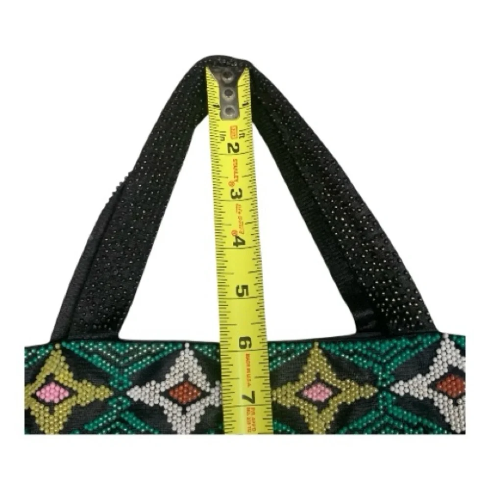 VTG‎ Multi-Color Fully Beaded Holy Land Drawstring Vacation Tote